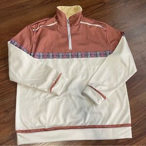 Vintage Style Half-Zip Pullover - Cream and Rust